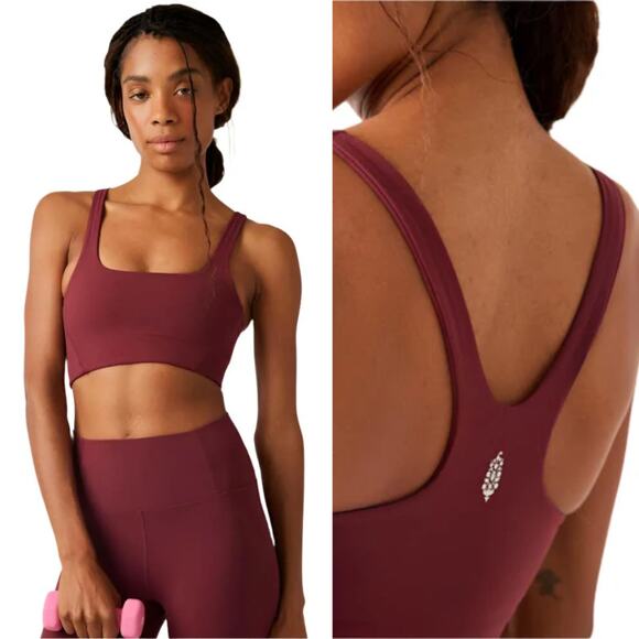 Barely Worn FP Movement by Free People Oxblood Never Better Square Neck Bra - XS - Picture 1 of 6